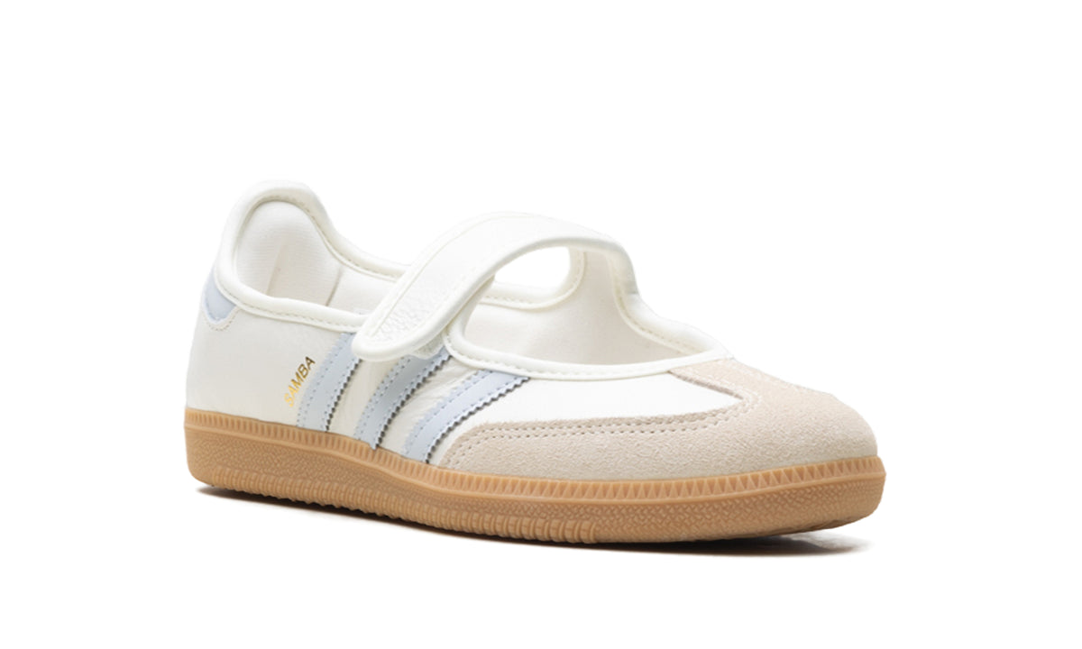 adidas Samba Jane Mary Jane Sneakers - White & Light Blue with Gum Sole