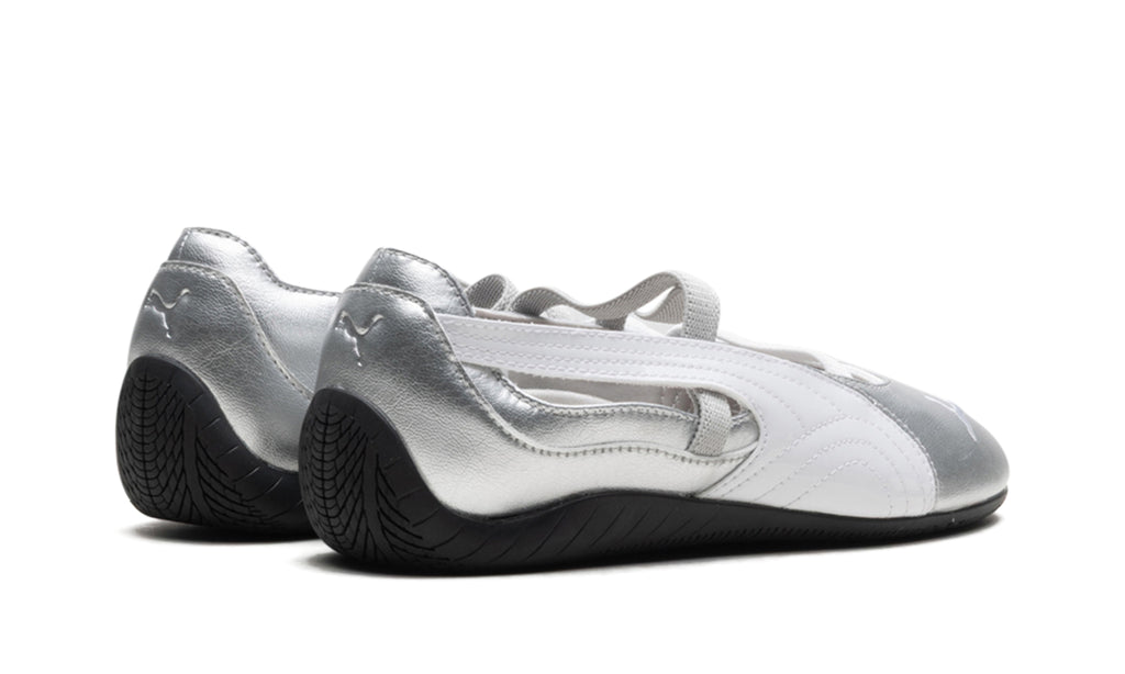 PUMA Speedcat Ballet Flats - Metallic Silver and White with Black Outsole