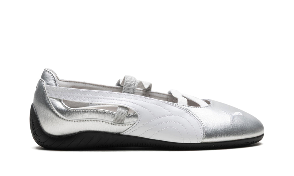 PUMA Speedcat Ballet Flats - Metallic Silver and White with Black Outsole