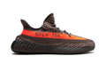 adidas Yeezy Boost 350 V2 Sneakers - Dark Grey and Black with Orange Stripe
