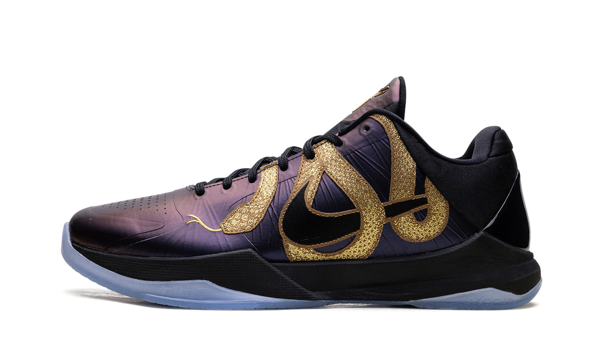 Nike Kobe 5 Protro Basketball Shoes - Iridescent Purple & Black with Gold Snake Detailing