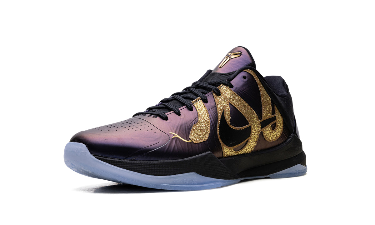 Nike Kobe 5 Protro Basketball Shoes - Iridescent Purple & Black with Gold Snake Detailing