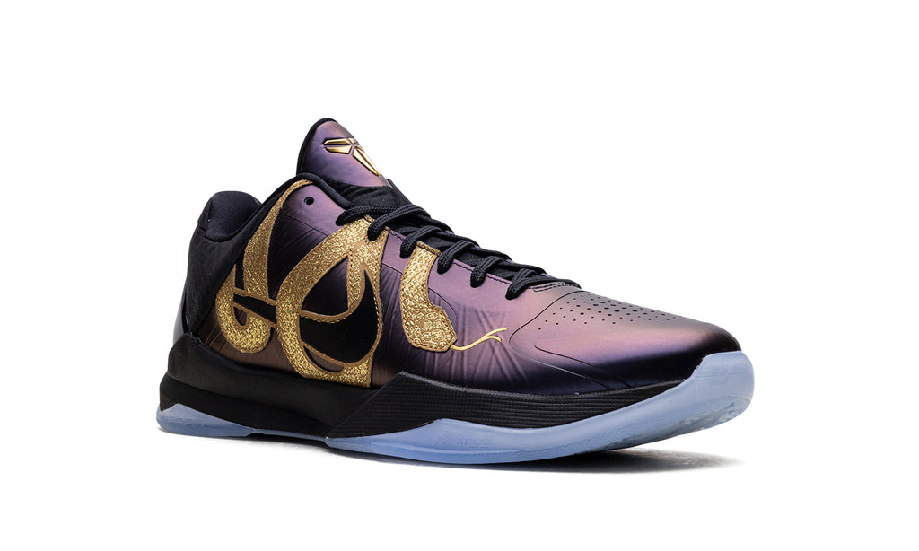 Nike Kobe 5 Protro Basketball Shoes - Iridescent Purple & Black with Gold Snake Detailing