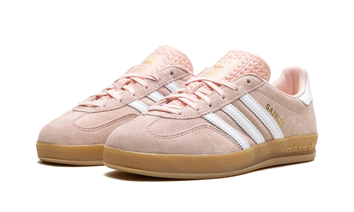 adidas Gazelle Indoor Sneakers - Pale Pink with White Stripes and Gum Sole