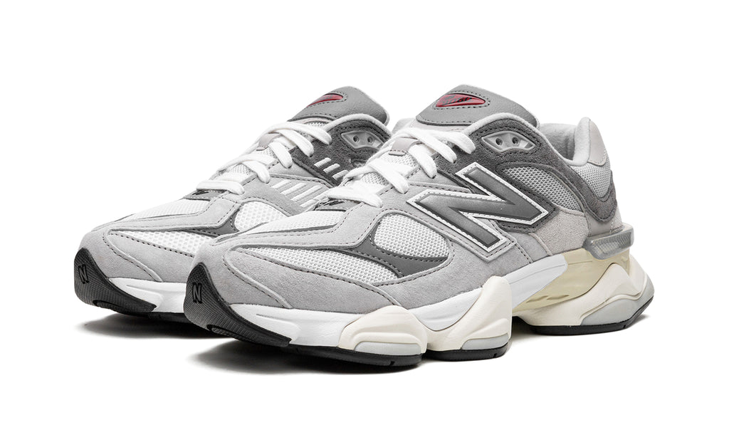 New Balance 9060 Sneakers - Grey and Cream with Burgundy Accents