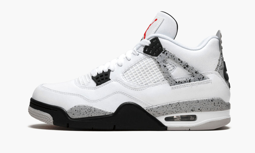Air Jordan 4 Retro White Cement Sneakers - White, Gray & Black