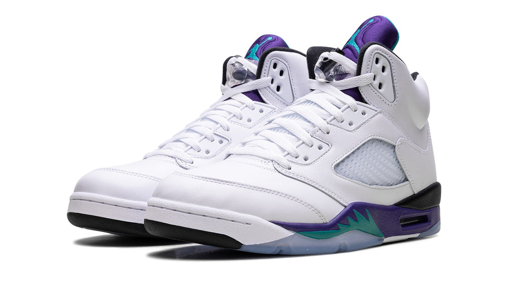 Air Jordan 5 Sneakers – White, Purple & Teal