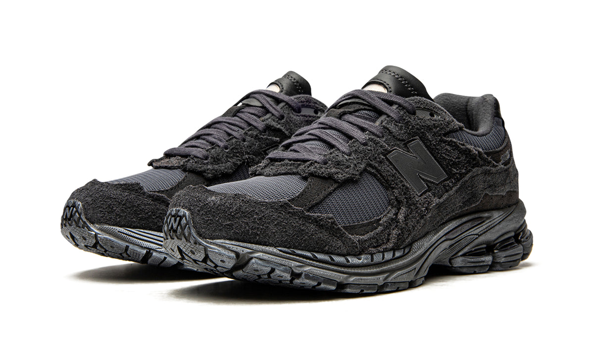 New Balance 2002R Protection Pack Sneakers - Black & Charcoal with Raw-Edge Overlays