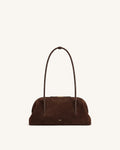 Aveline Faux Suede Shoulder Bag - Dark Brown