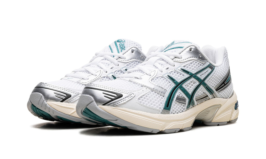 ASICS GEL-1130 Sneakers - White/Silver/Teal with Cream Midsole