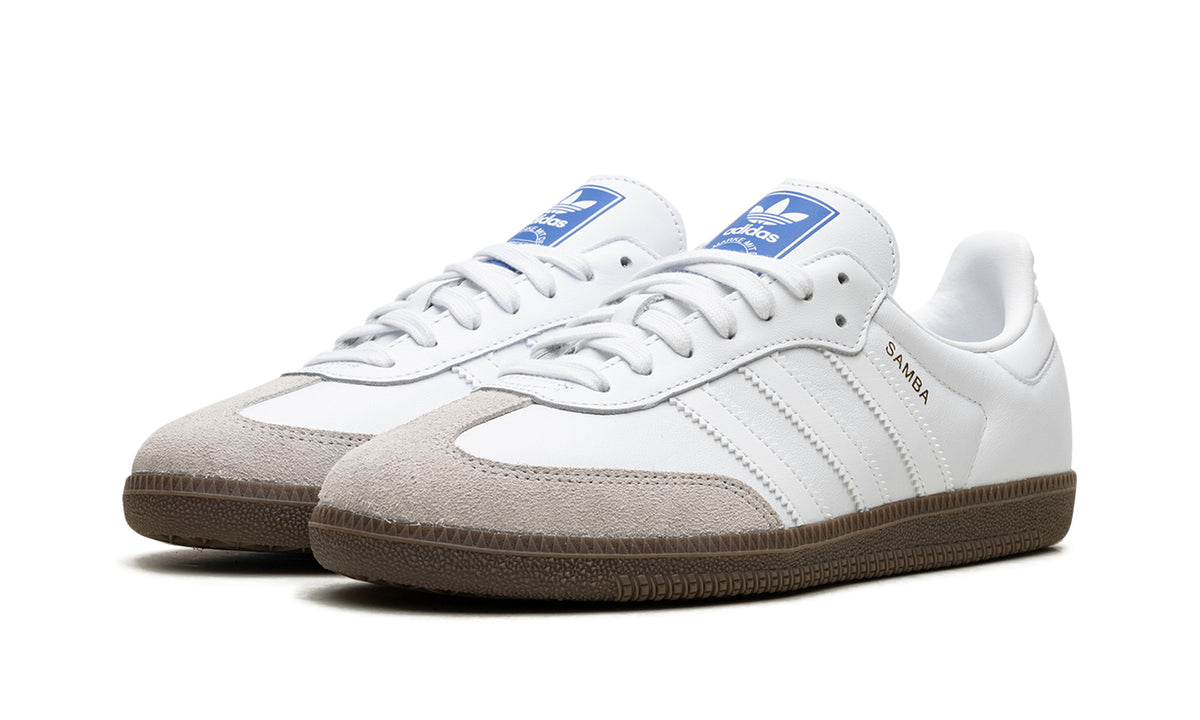 adidas Samba OG Sneakers - White & Light Gray with Brown Gum Sole