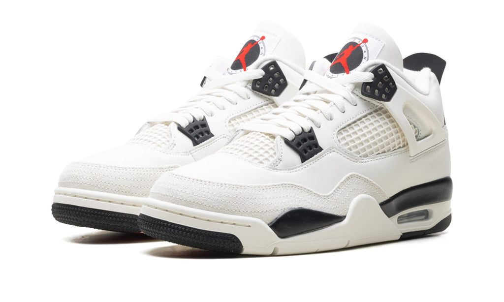 Air Jordan 4 Sneakers – White, Black & Red