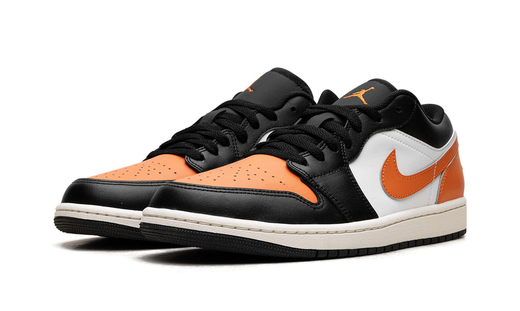 Air Jordan 1 Low Sneakers - Orange, Black & White with Sail Midsole