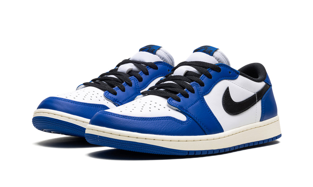 Air Jordan 1 Retro Low OG Sneakers - Royal Blue and White with Black Swooshes