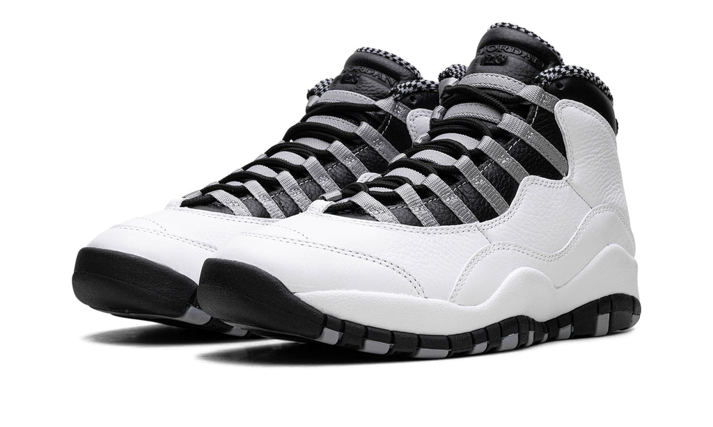 Air Jordan 10 Retro Sneakers - White/Black with Grey Lace Loops