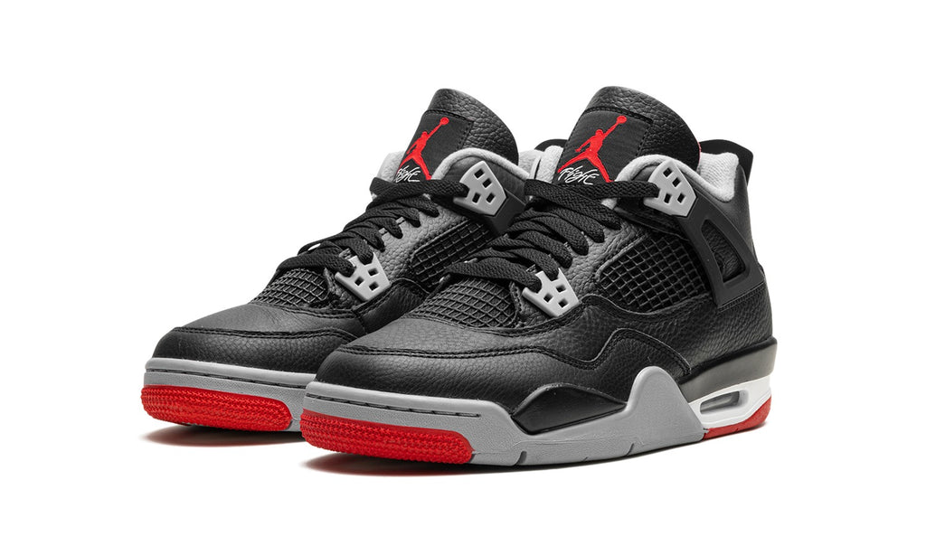 Air Jordan 4 Sneakers - Black, Gray & Red