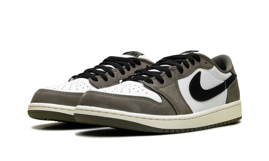 Air Jordan 1 Low Sneakers - Olive Grey/White/Black with Cream Midsole
