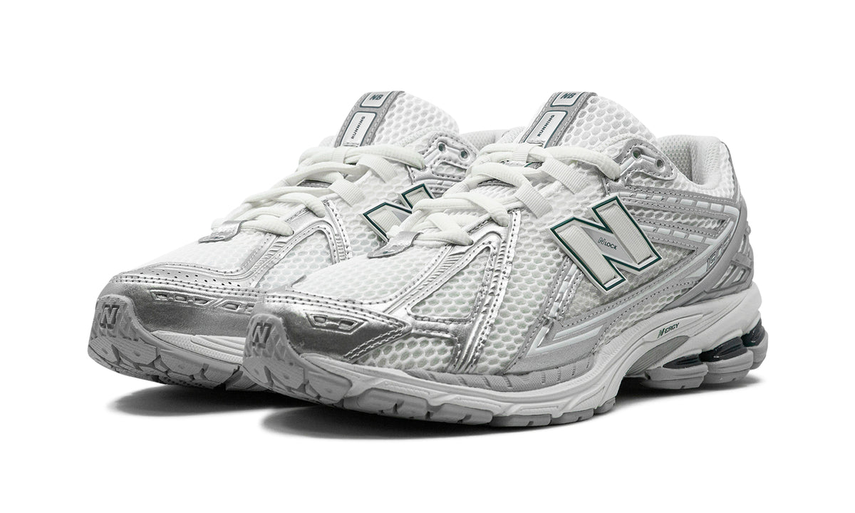 New Balance 1906R Sneakers - White/Metallic Silver with Dark Green Accents