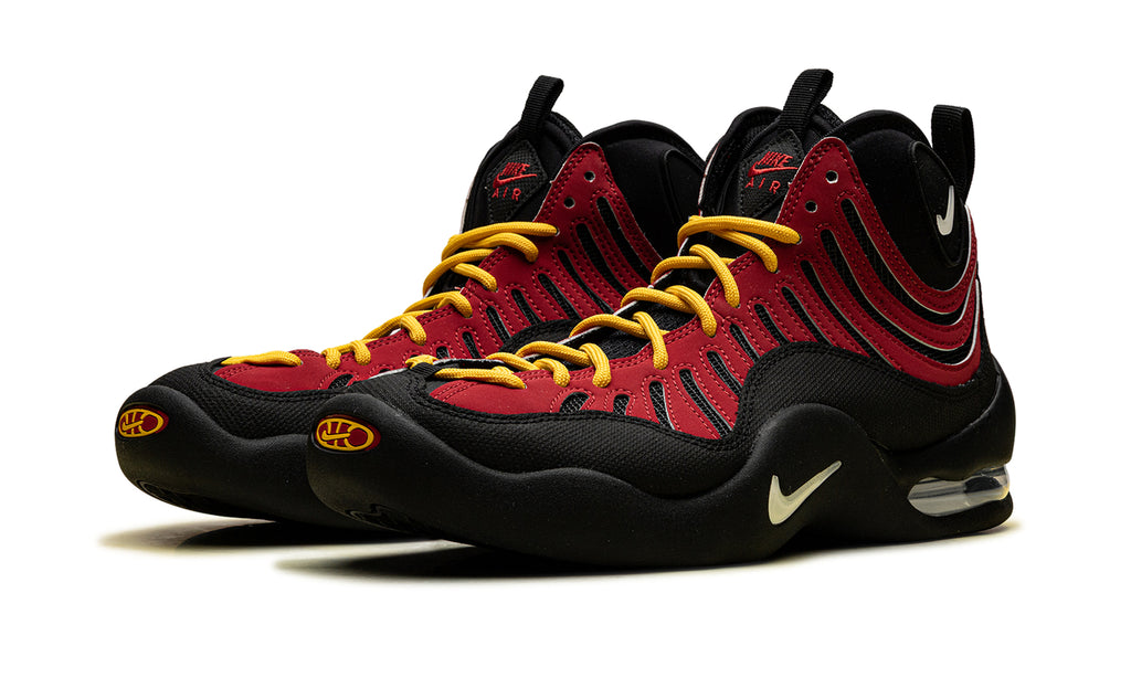 Nike Air Bakin Basketball Shoes - Black & Red with Yellow Laces
