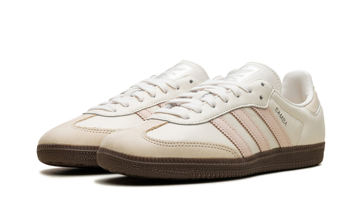 adidas Samba OG Sneakers - Cream and Pale Pink with Dark Brown Gum Sole