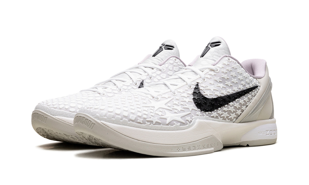 Nike Kobe 6 Sneakers - White with Raised Star Texture and Black Swooshes