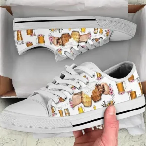 Beer Hobby Flower Watercolor Low Top Shoes, Animal Print Canvas Shoes, Print On Canvas Shoes