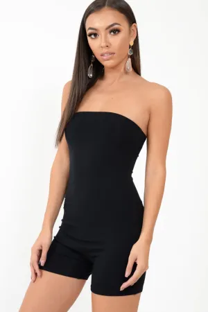 Black Jersey Bandeau Playsuit  - Cristyn