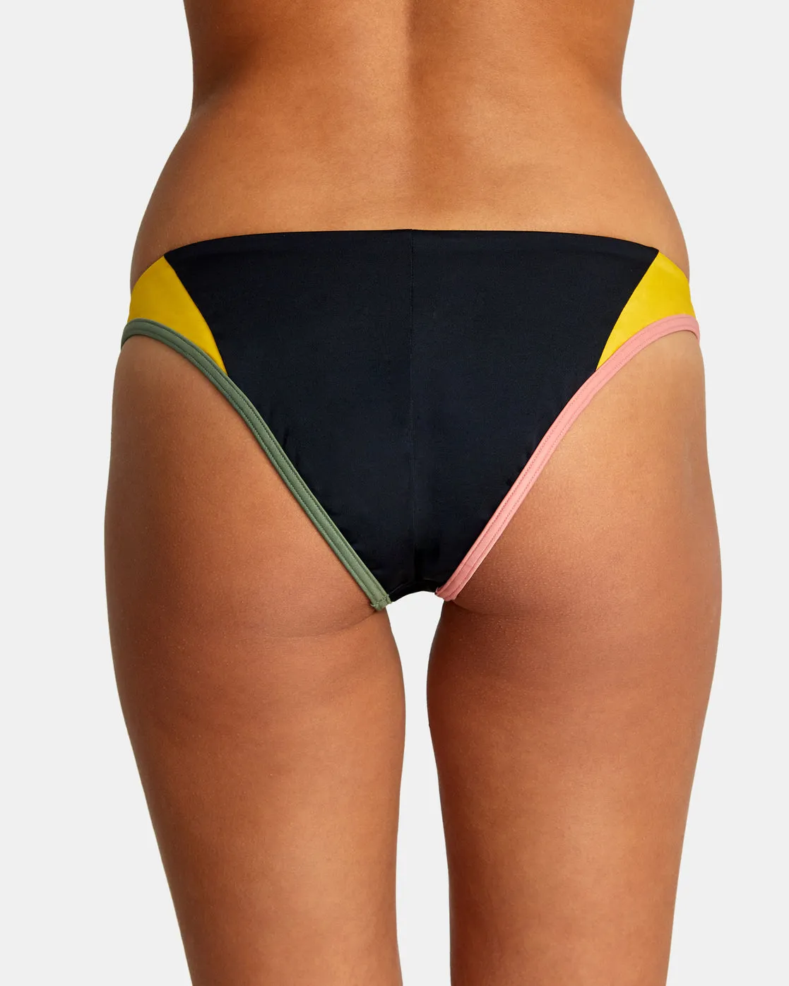 Blocked Hi Leg Bikini Bottoms - Black Multi