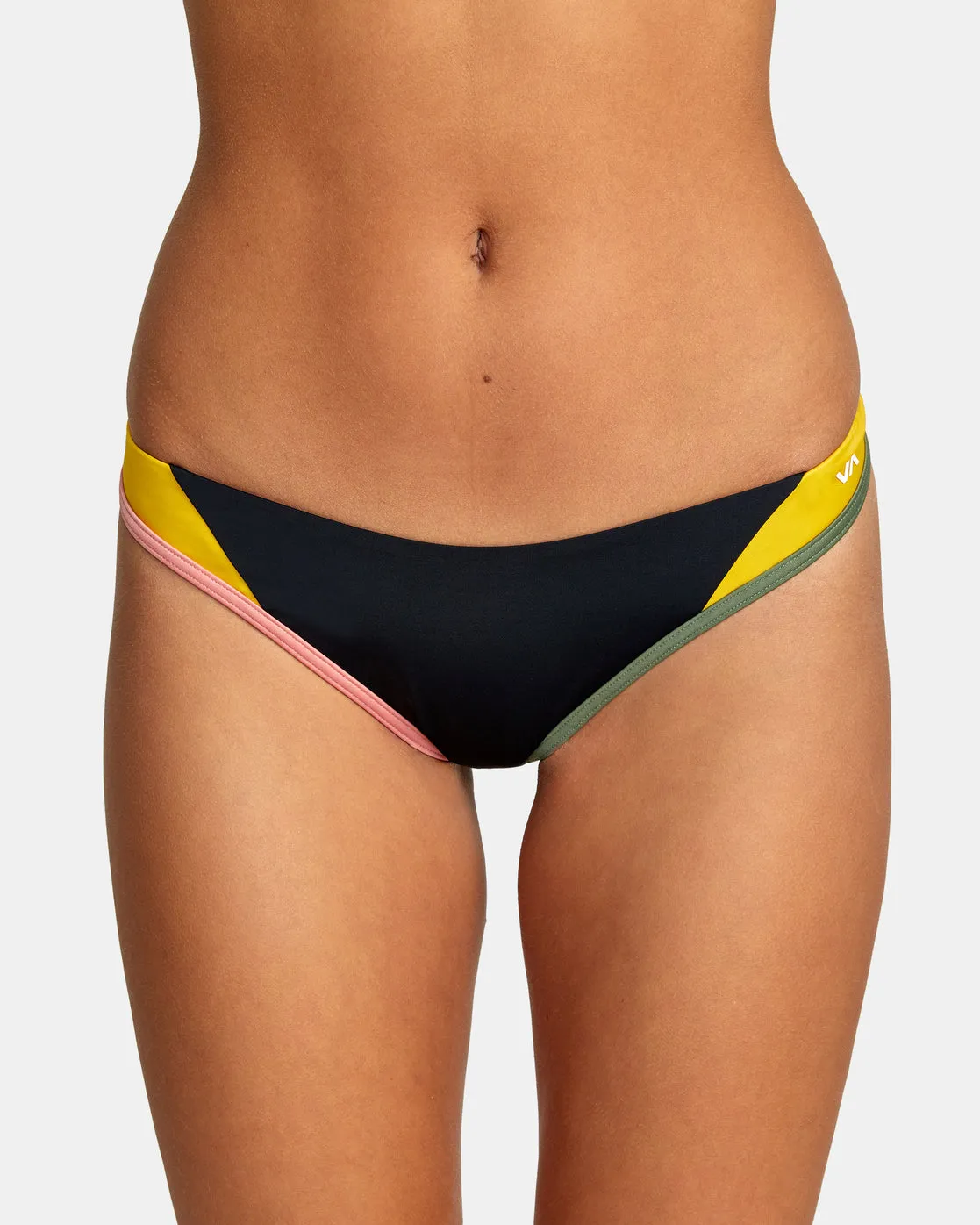 Blocked Hi Leg Bikini Bottoms - Black Multi