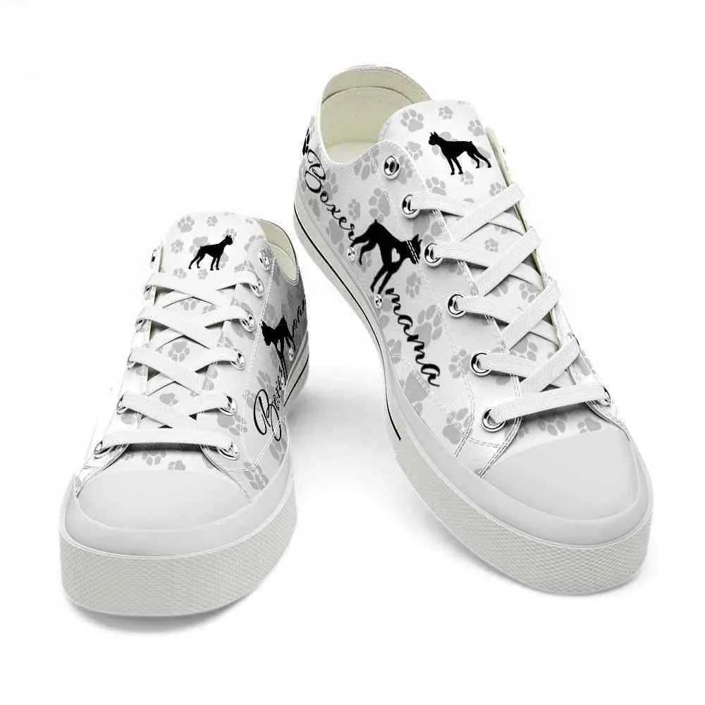 Boxer Paws Pattern Low Top Shoes - Happy International Dog Day Canvas Sneaker, Dog Printed Shoes, Canvas Shoes For Men, Women