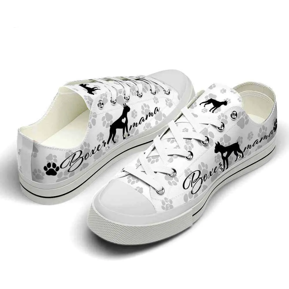 Boxer Paws Pattern Low Top Shoes - Happy International Dog Day Canvas Sneaker, Dog Printed Shoes, Canvas Shoes For Men, Women