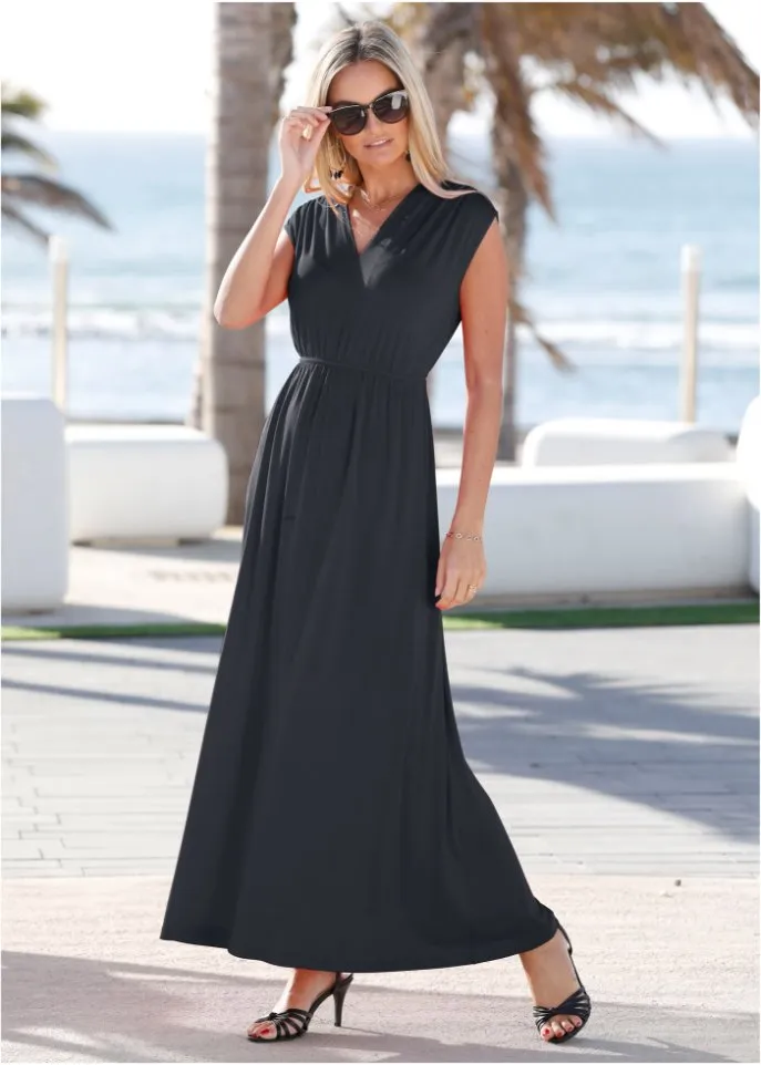 Bpc Selection Jersey and Sustainable Viscose Maxi Dress, Black