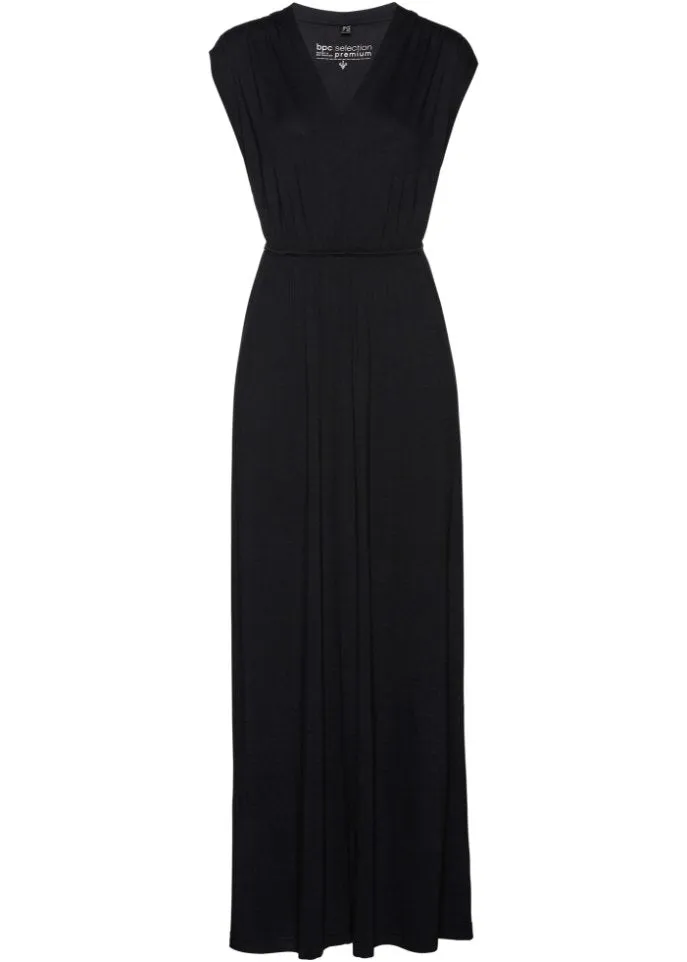 Bpc Selection Jersey and Sustainable Viscose Maxi Dress, Black