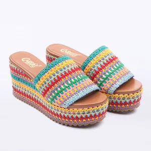 CARNAVAL - Crochet Multi Color Wedge Sandal