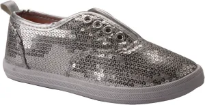 girl's youth size 11-3 silver sequin slip ons Case of 18