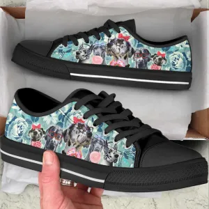 Harlequin Great Dane & Blue Dane Dog Flowers Pattern Low Top Shoes, Dog Printed Shoes, Canvas Shoes For Men, Women