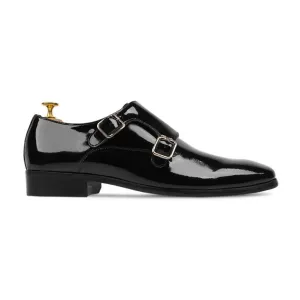 Herning - Men's Black Patent Leather Double Monkstrap