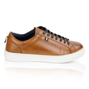 Holden Leather Cup Sole Trainer - Tan