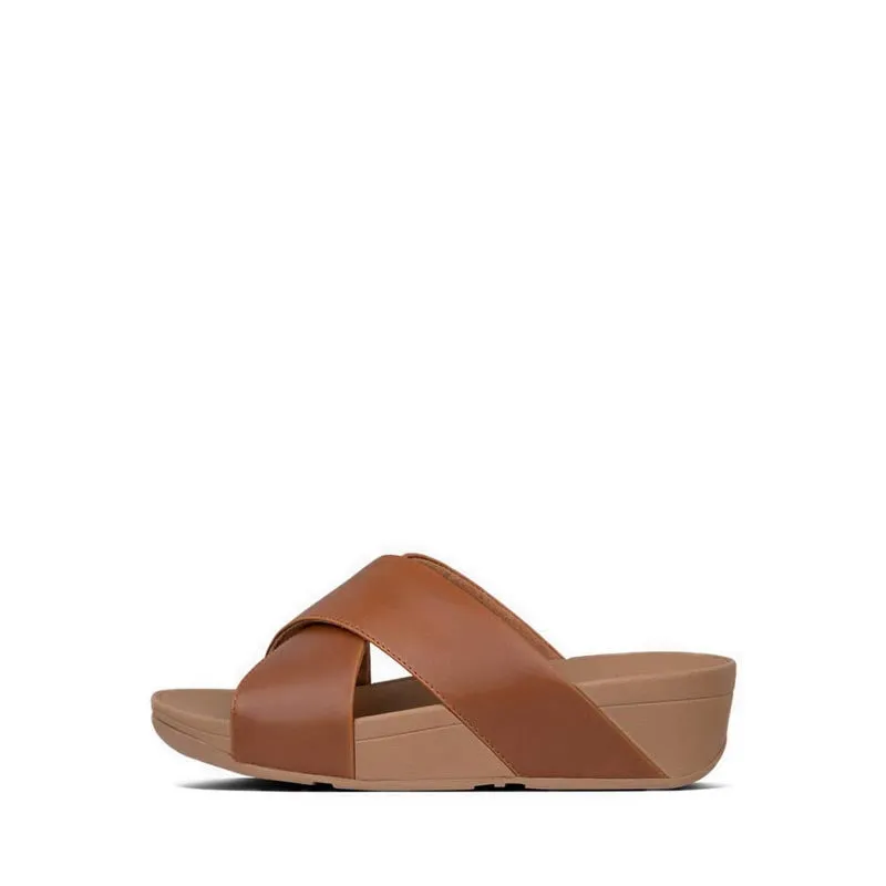 LULU LEATHER CROSS SLIDES