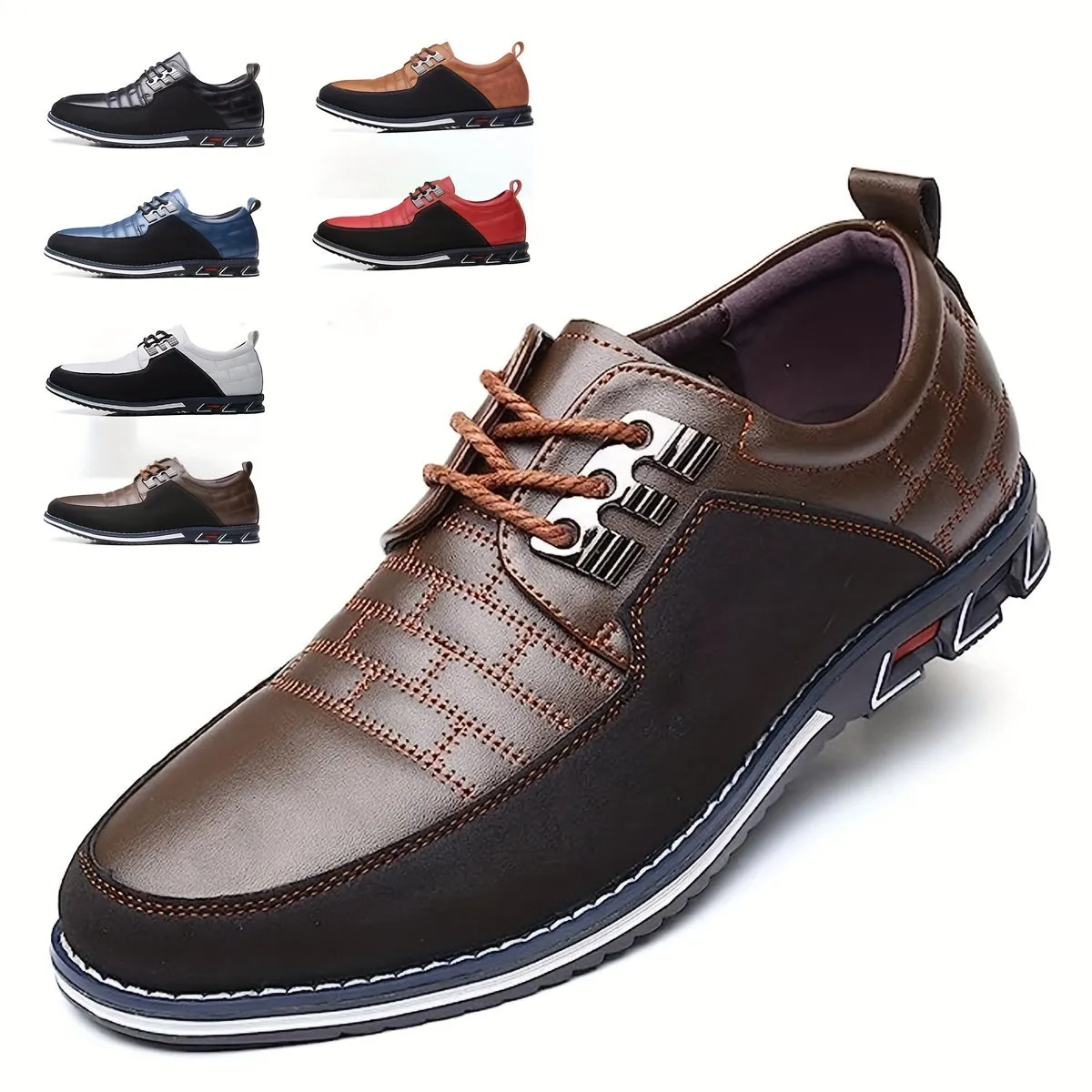 Men's Plaid British Style Derby Shoes, Wear-resistant Non-Slip Dress Shoes For Wedding Business