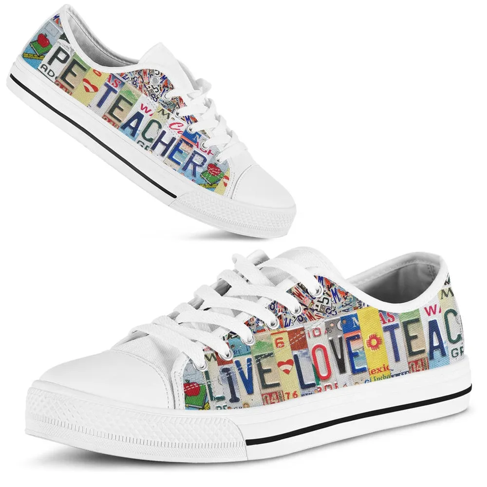 Pe Teacher License Plates Low Top Shoes, Teacher Shoes, Low Top Sneakers