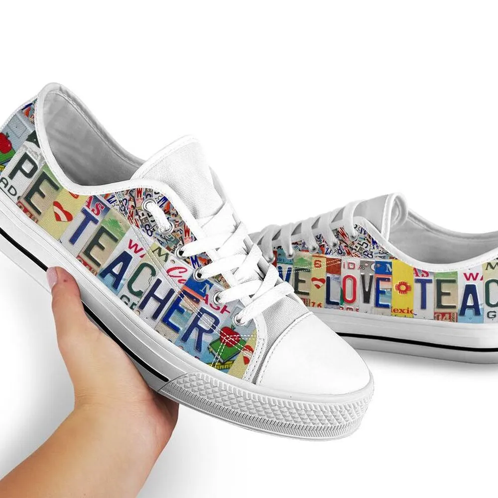 Pe Teacher License Plates Low Top Shoes, Teacher Shoes, Low Top Sneakers