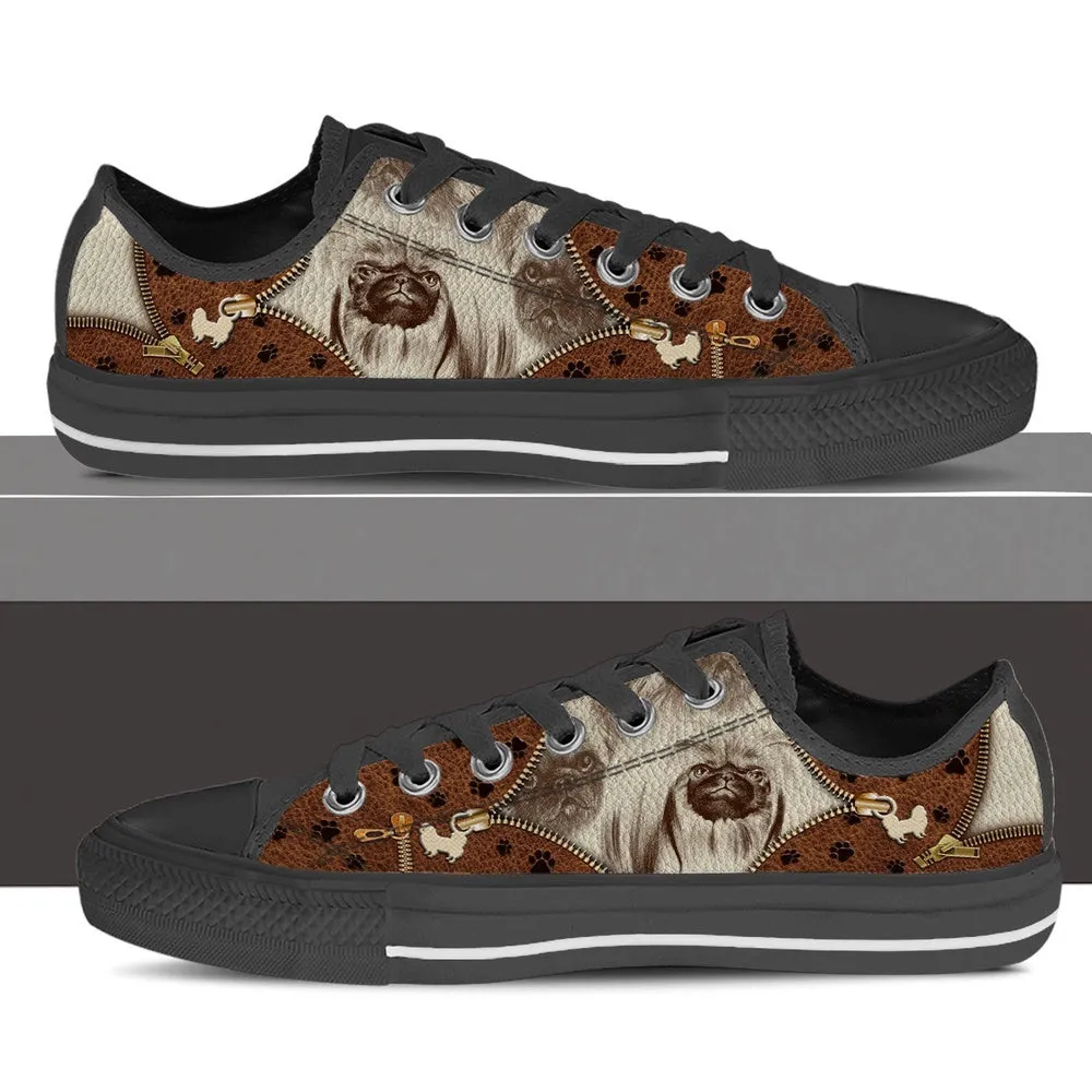 Pekingese Low Top Shoes - Low Top Sneaker - Dog Walking Shoes Men Women, Dog Printed Shoes, Canvas Shoes For Men, Women