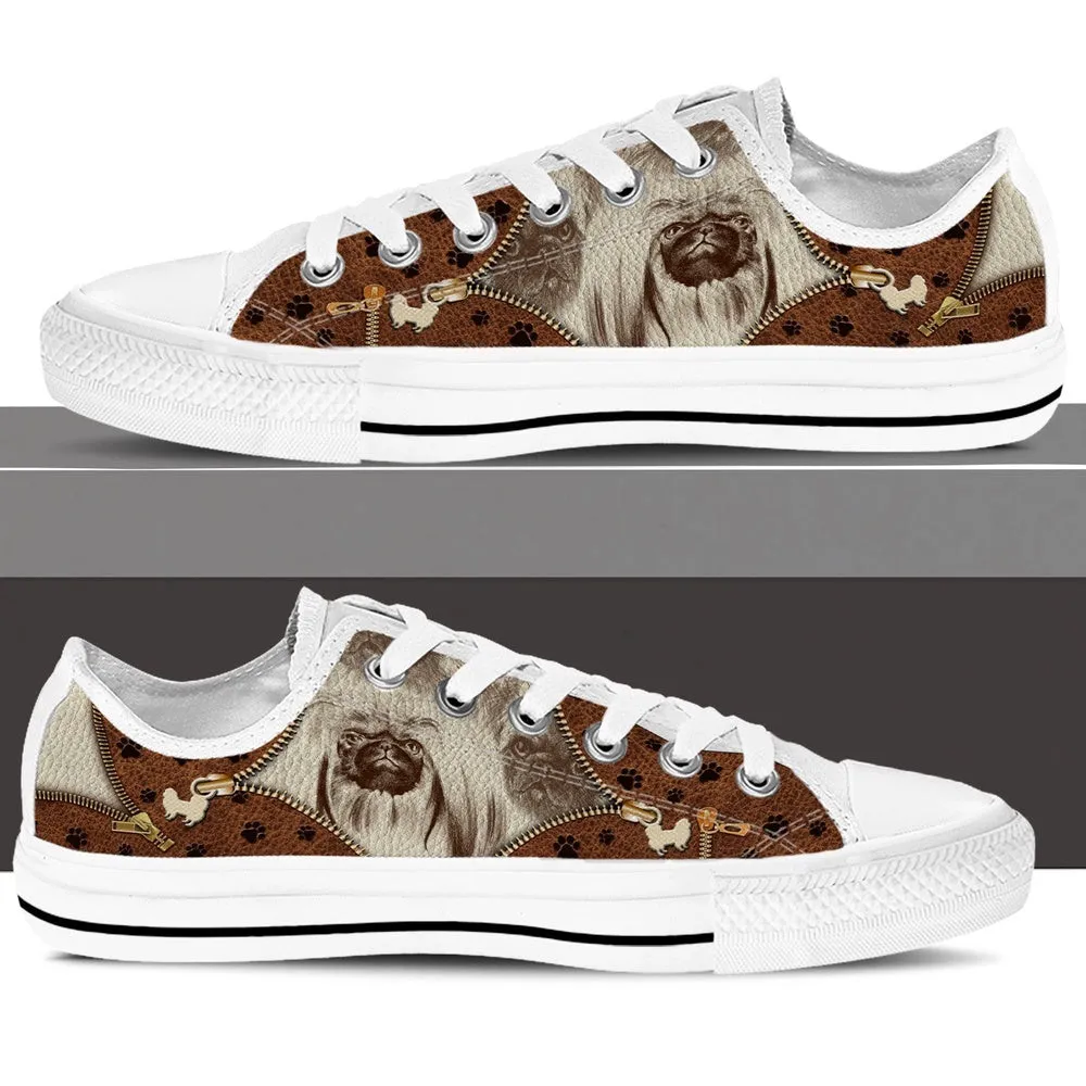 Pekingese Low Top Shoes - Low Top Sneaker - Dog Walking Shoes Men Women, Dog Printed Shoes, Canvas Shoes For Men, Women