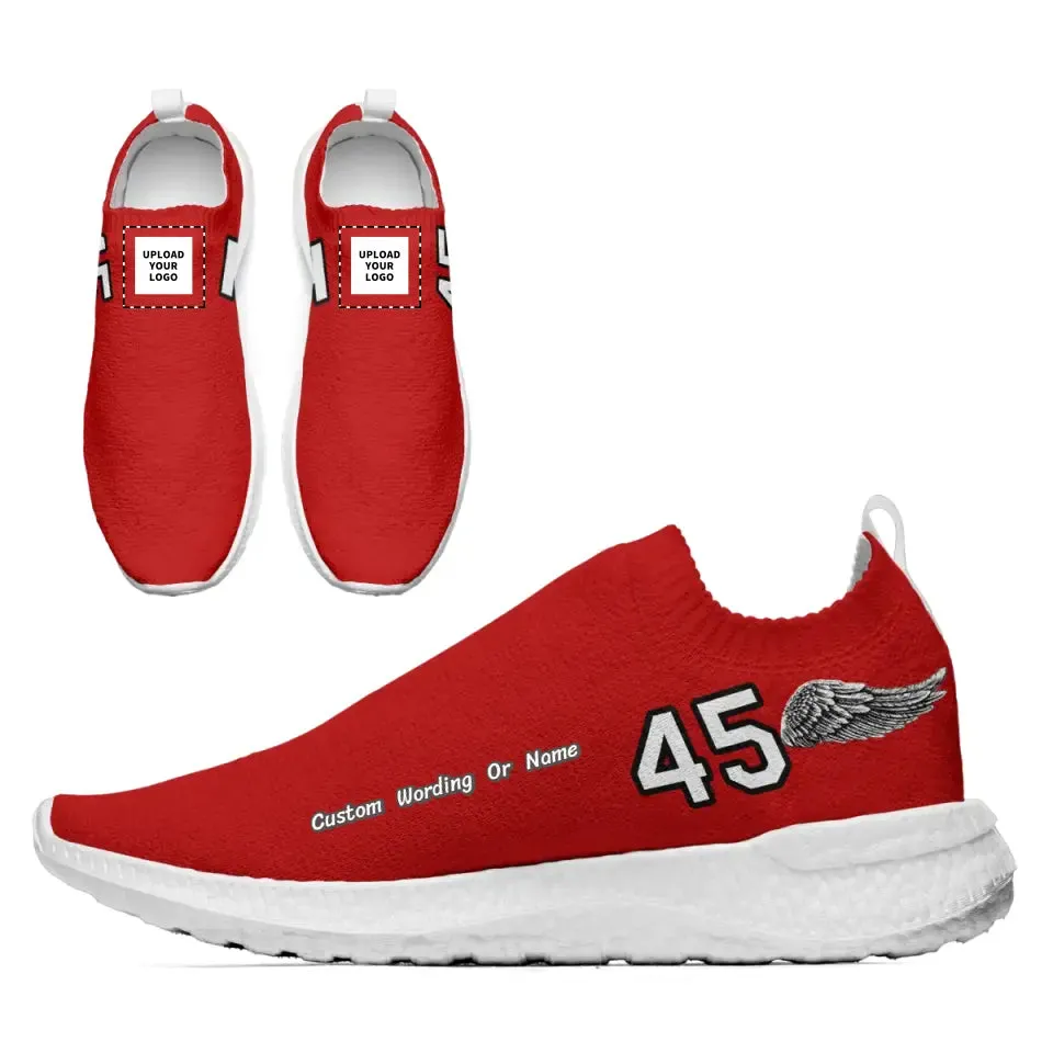 Personalized T Design Sneakers, Custom Flyknit Slip-on Shoes, Patriotic Shoes