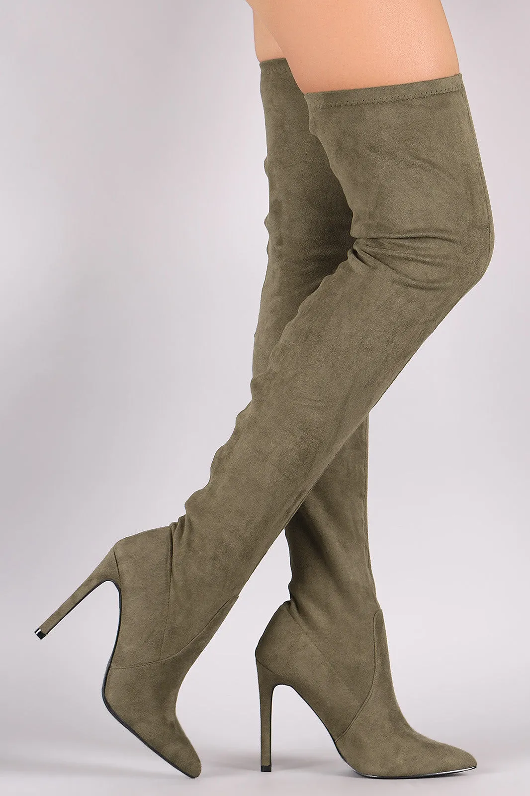 Pointy Toe Stiletto Suede Over-The-Knee Boots