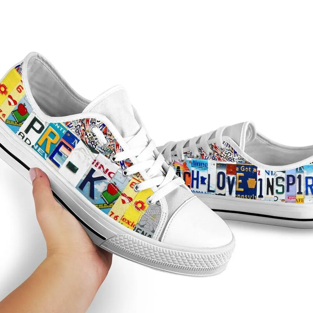 Pre K License Plates Low Top Shoes, Teacher Shoes, Low Top Sneakers