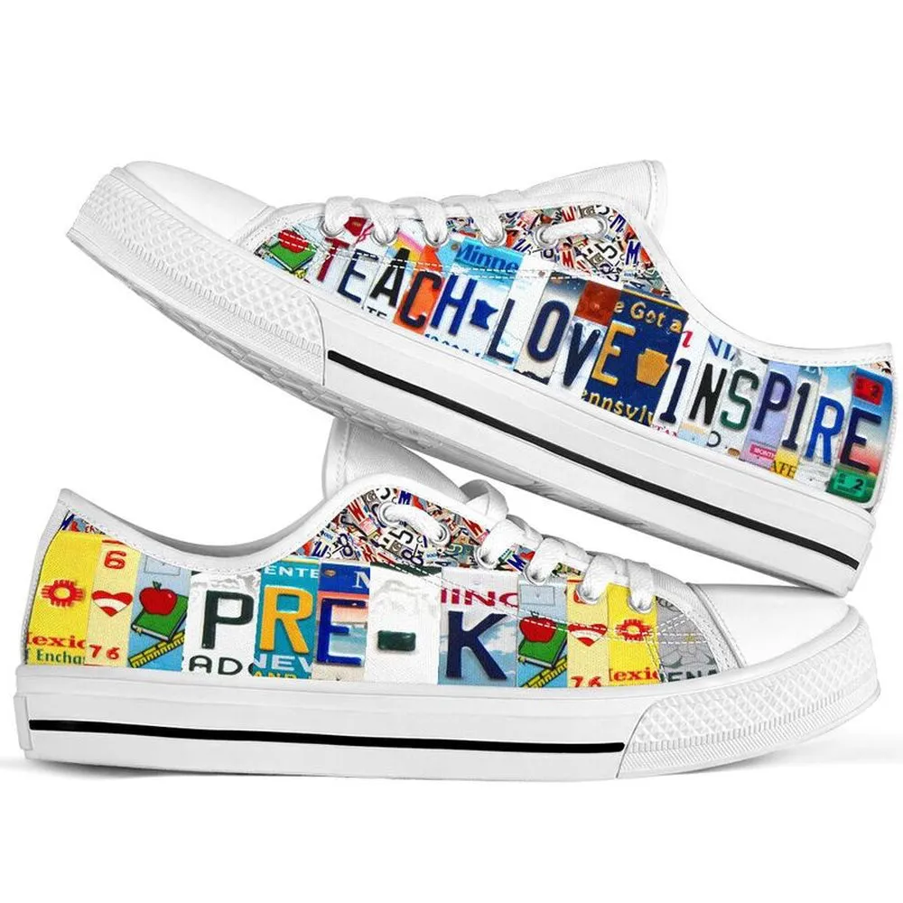 Pre K License Plates Low Top Shoes, Teacher Shoes, Low Top Sneakers