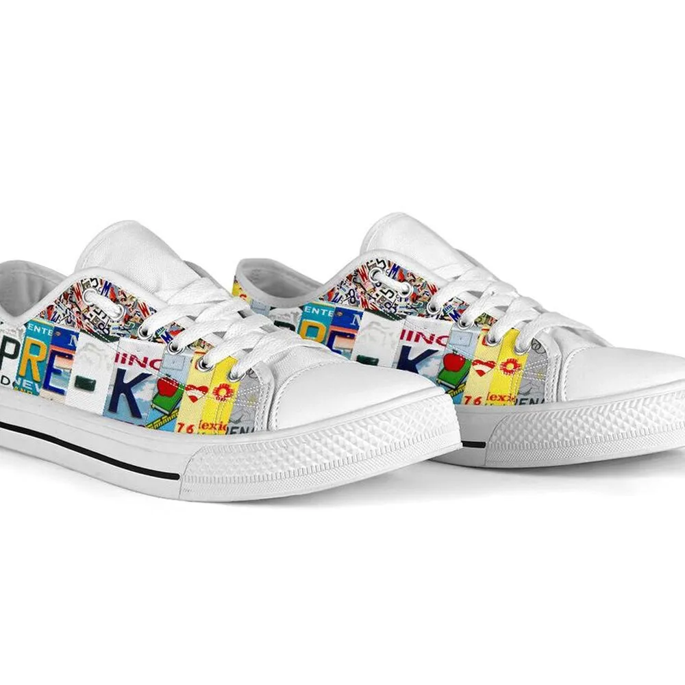 Pre K License Plates Low Top Shoes, Teacher Shoes, Low Top Sneakers