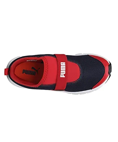 Puma unisex-child Flex JR Peacoat-High Risk Red-Puma White Running Shoe- 4 UK (37459802 )